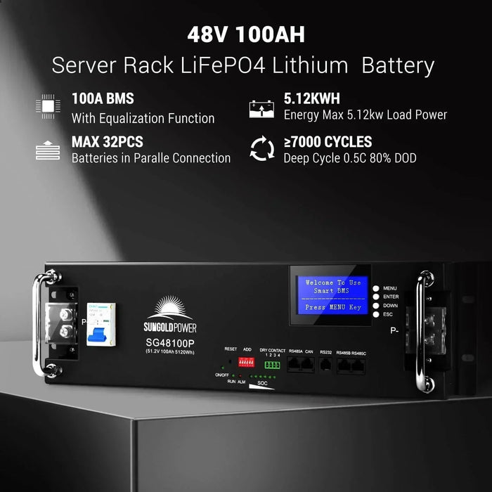 Off-Grid Solar Kit 12000W 48VDC 120V/240V 25.6KWH Lithium Battery 12 X 415 Watts Solar Panels SGR-12K20E