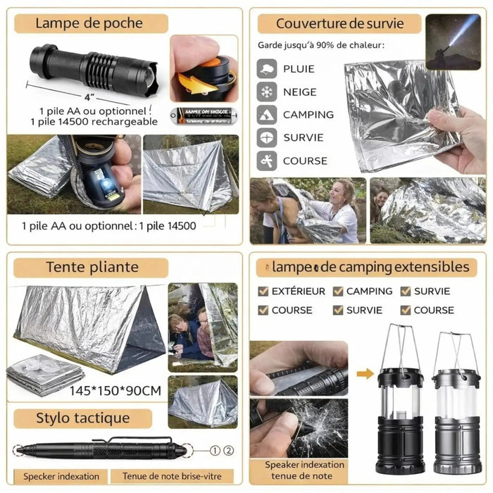 Sac tactique de Survie 72H Complet–80L + 30+ Équipements Outdoor Woody’s Camp