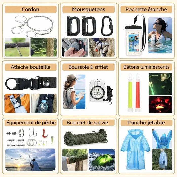 Sac tactique de Survie 72H Complet–80L + 30+ Équipements Outdoor Woody’s Camp