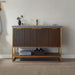 Vinnova Donostia 48" Vanity in Walnut with Grey Composite Armani limestone board stone countertop With Mirror  737048-NLW-ALB