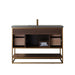 Vinnova Donostia 48" Vanity in Walnut with Grey Composite Armani limestone board stone countertop With Mirror  737048-NLW-ALB
