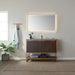 Vinnova Donostia 48" Vanity in Walnut with Grey Composite Armani limestone board stone countertop With Mirror  737048-NLW-ALB