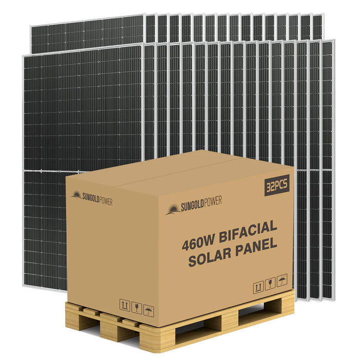 SunGoldPower 460 Watt Bifacial PERC Solar Panel Full Pallet (32 Panels ) SG-460WBG