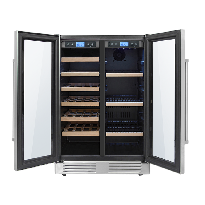 Thor Kitchen 24"French Door Wine and Beverage Center, 21 Wine Bottle Capacity and 95 Can Capacity TBC2401DI