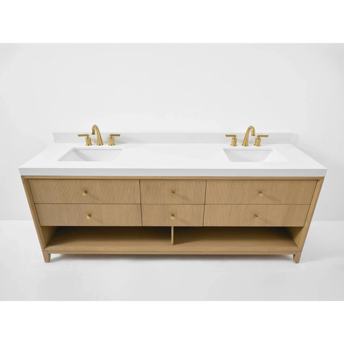 Ancerre 84” Momo Bathroom Vanity Oak Double Sinks VTS-Momo-84-Oak-WQZ