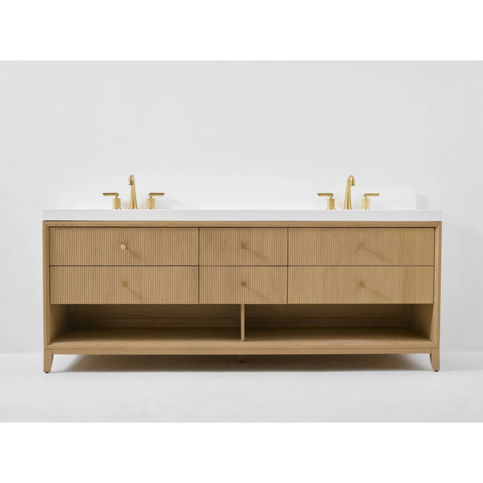 Ancerre 84” Momo Bathroom Vanity Oak Double Sinks VTS-Momo-84-Oak-WQZ