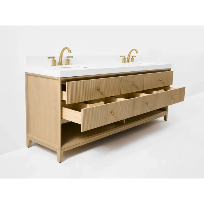 Ancerre 84” Momo Bathroom Vanity Oak Double Sinks VTS-Momo-84-Oak-WQZ