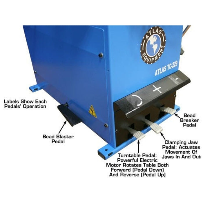 Atlas TC229LH Tire Changer with Left Hand Assist Arm | Professional Automotive Tire Service Machine | Model TC229LH