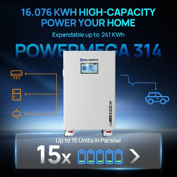 Eco-Worthy 5kW Home Backup Solar Power Bundle | 51.2V 314Ah Battery and 48V 5000w Off Grid Inverter