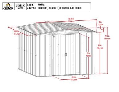 Arrow Classic Steel Storage Shed, 8x8, Sage Green