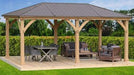 Yardistry Meridian Gazebo with Cedar Wood & Aluminum Roof (12 ft. x 20 ft.)