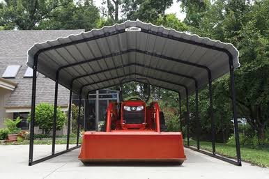 Steel Carport 12 x 20 x 7 ft. Galvanized Black/Eggshell
