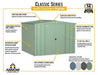 Arrow Classic Steel Storage Shed, 8x8, Sage Green