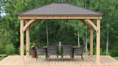 Yardistry Meridian Gazebo with Cedar Wood & Aluminum Roof (12 ft. x 14 ft.)