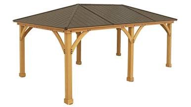 Yardistry Meridian Gazebo with Cedar Wood & Aluminum Roof (12 ft. x 20 ft.)