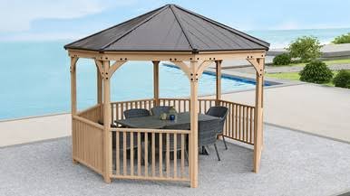 Yardistry Meridian Octagon Gazebo with Cedar Wood & Aluminum Roof (12 ft.)