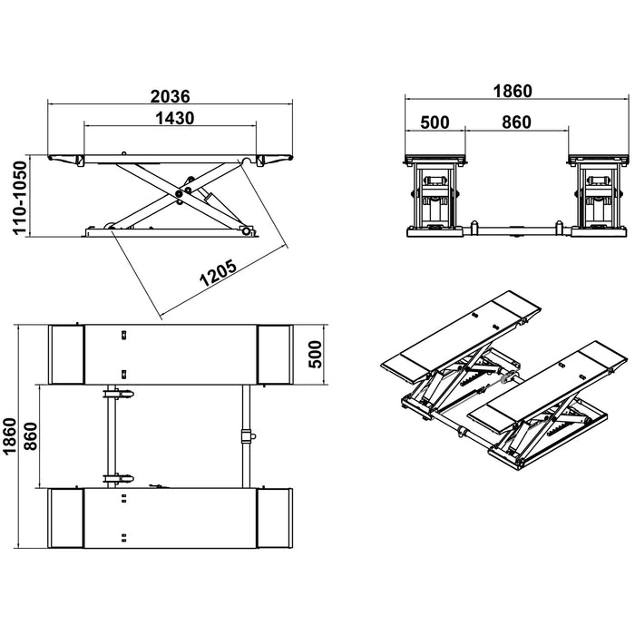 Pneumatic Scissor Lift | 8000 lbs Lift Cap.| Katool KT-X80